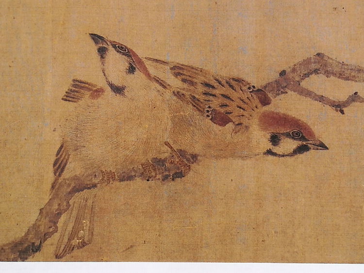 1:1北宋崔白寒雀图工笔花鸟画长卷国画艺术微喷古代名画复制品