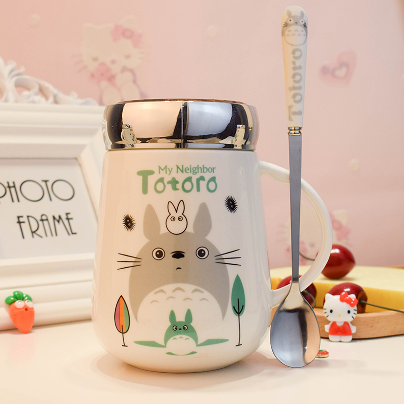 杯子陶瓷杯马克杯大容量带盖勺创意可爱早餐麦片杯水杯牛奶咖啡杯