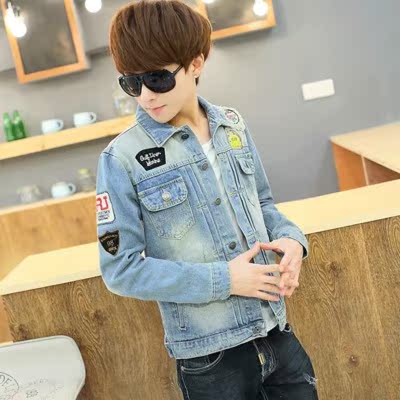 韩版男士牛仔夹克衫男生牛仔衣服休闲青少年修