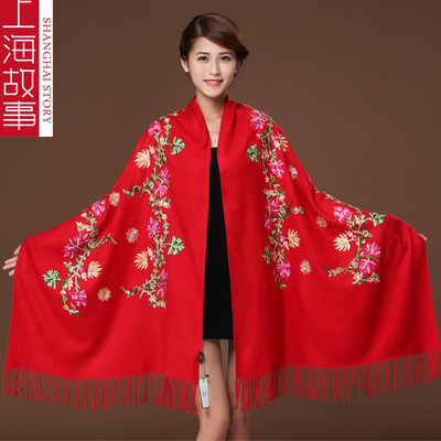 生日礼物上海故事春秋冬羊绒羊毛百变围巾女披