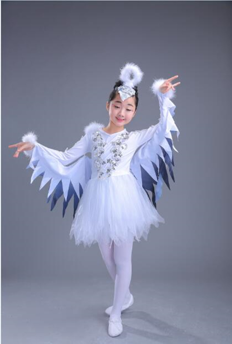 新款儿童动物服小鸟演出服小荷风采小鸟翅膀舞蹈蓬蓬纱裙女表演服