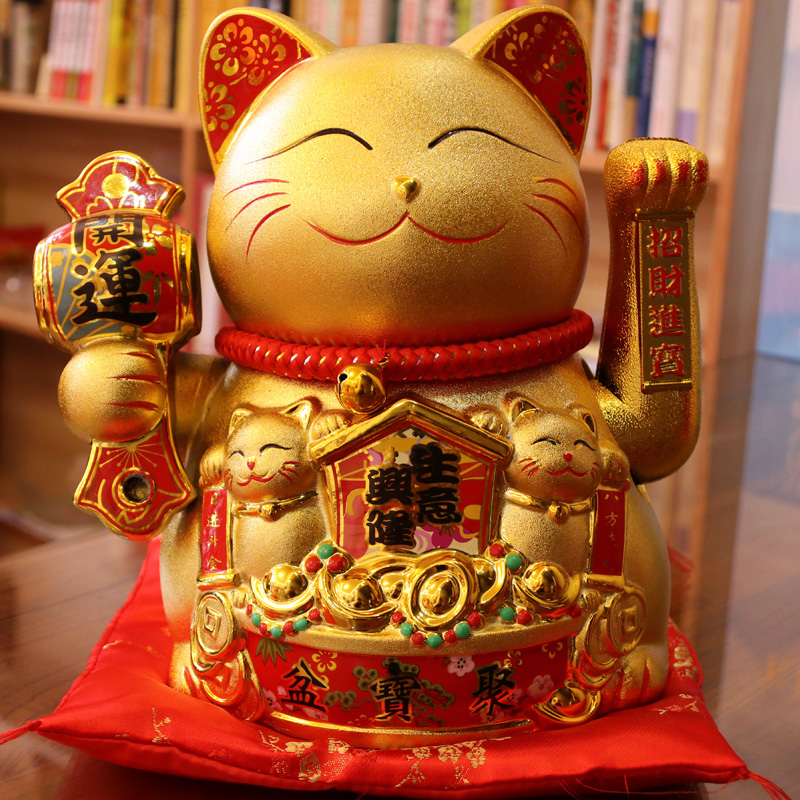 日本招财猫电动摇手摆件店铺收银台饭店生意兴隆开业礼品大号摆设