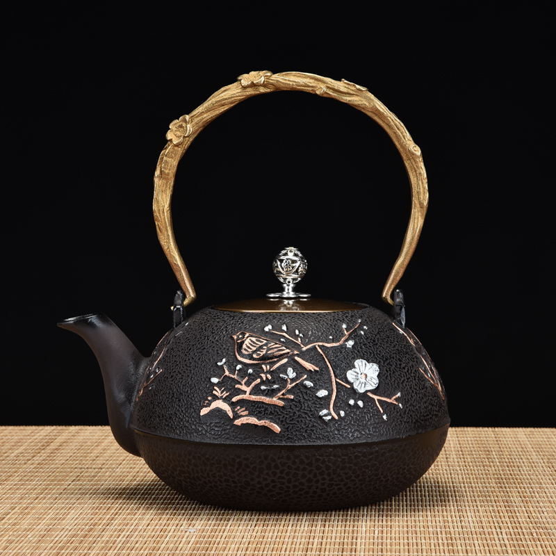 铁壶 龙秀堂喜上眉梢铁壶 铸铁茶壶茶具日本铁壶
