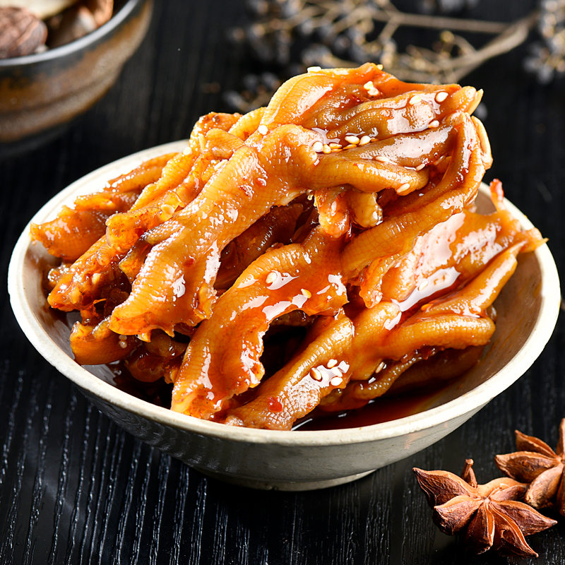 冷吃脱骨鸭掌香辣鸭爪四川特色无骨卤味小吃麻辣零食熟食鸭肉200g