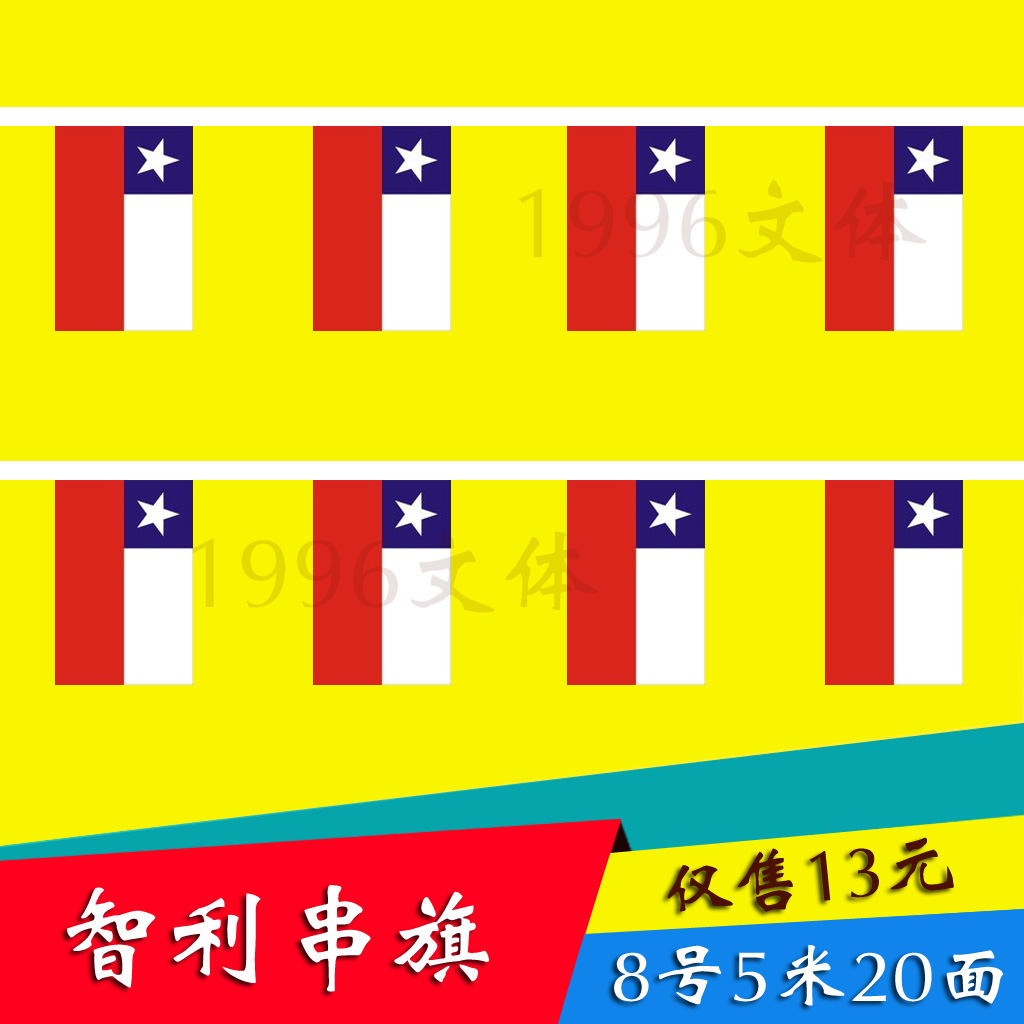 1996文体智利国旗串旗挂旗小国旗5米20面其他国家均有货14*21厘米