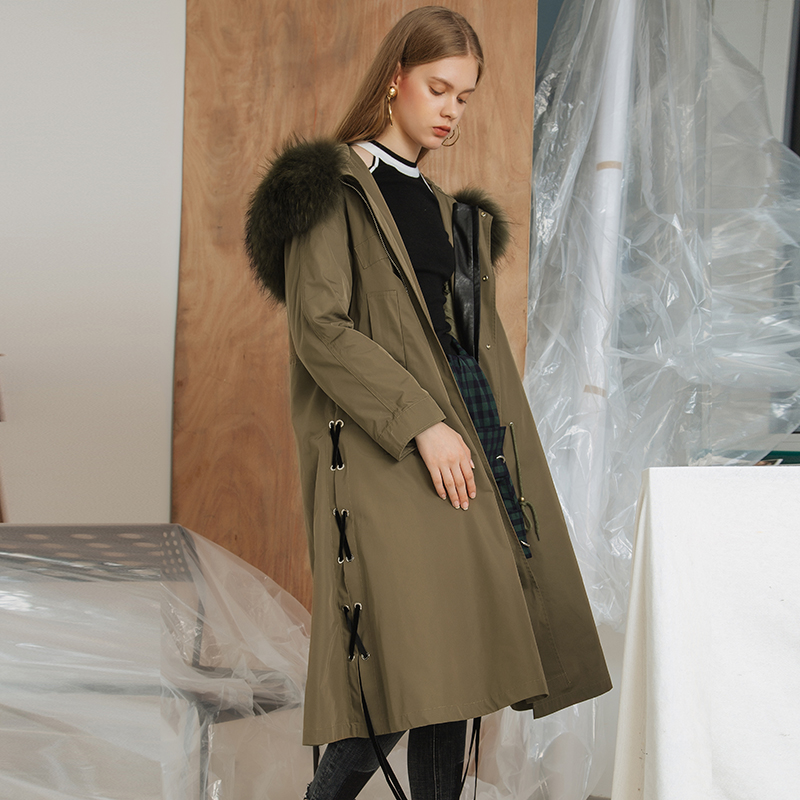 icy派克大衣设计师女装2017冬季新款简约连帽中长款长袖羽绒服