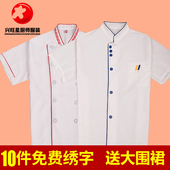 透气大码 酒店厨师长工作制服厨房饭店服装 厨师服春夏装 兴旺星短袖