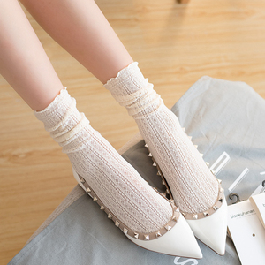 甜美复古薄款堆堆袜