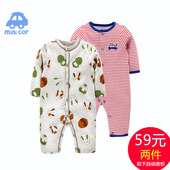 夏季长袖 衣服宝宝空调服哈衣爬服 minicar婴儿连体衣纯棉春秋薄款