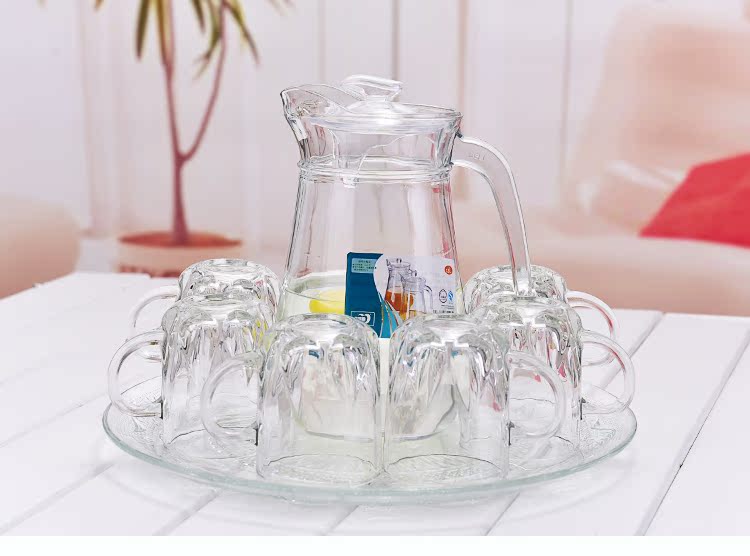 家用玻璃杯套装泡茶杯杯果汁牛奶酒水杯6只水杯冷水壶