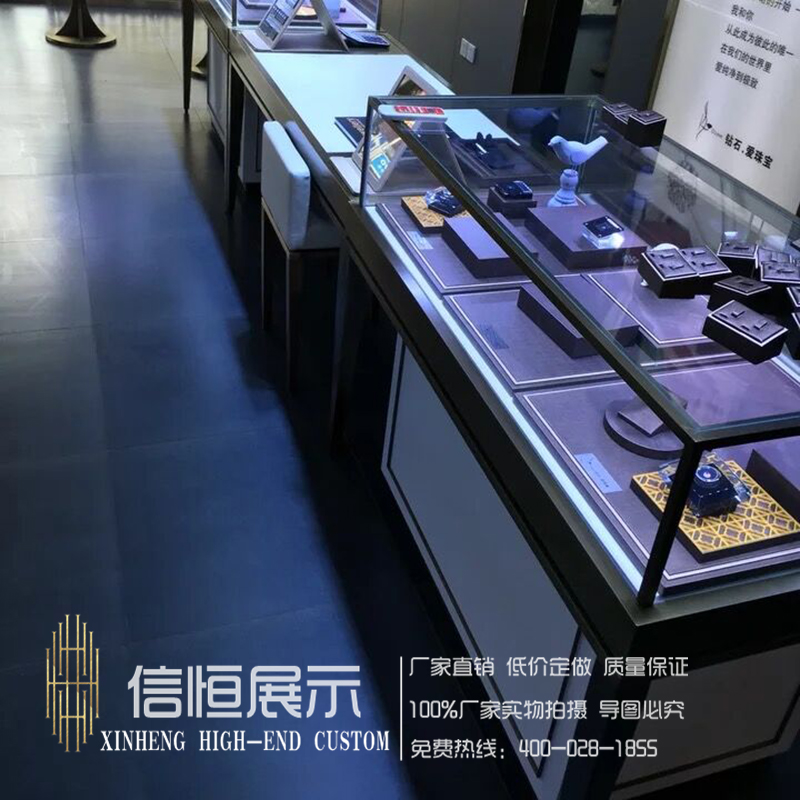 信恒展示 金属不锈钢青古铜珠宝展柜 古董玉器珠宝柜台设计定做