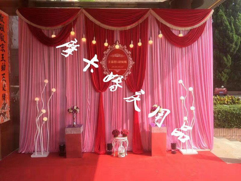 婚庆新款背景纱幔酒店舞台创意背景墙 婚礼迎宾区留影区纱幔背景