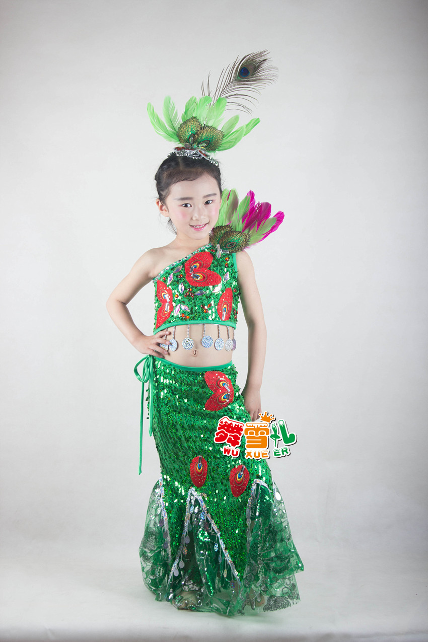 雪儿舞蹈服饰儿童傣族舞椰子树下演出服定制
