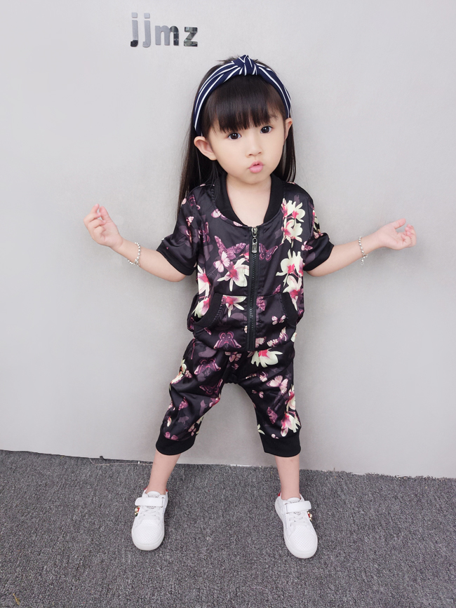 女童夏装套装2017新款韩版短袖背带裙两件套小女孩衣服3-4-5岁潮