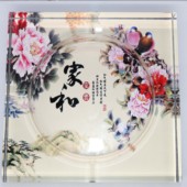 包邮 方形水晶烟灰缸图案定制书房客厅酒吧彩印玻璃烟缸小号特价