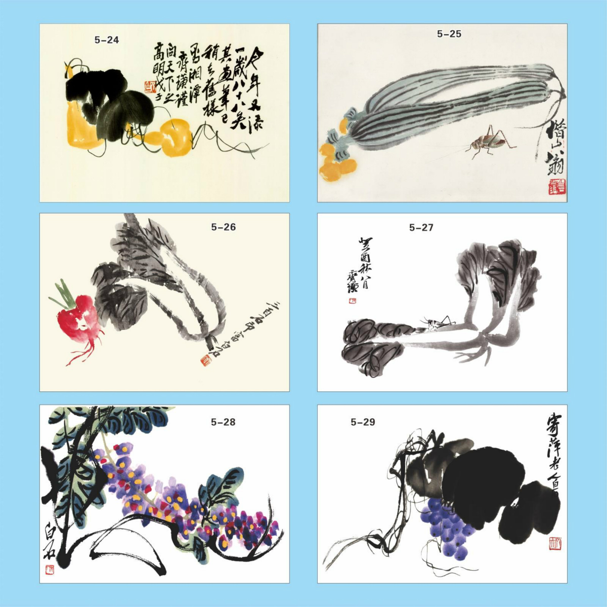 齐白石国画 画芯装饰画 画心名家字画画芯高清艺术蔬果