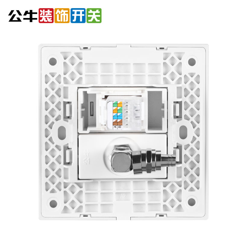 公牛电视电脑插座开关 网线有线电视网络面板 香槟金闭路电视g22