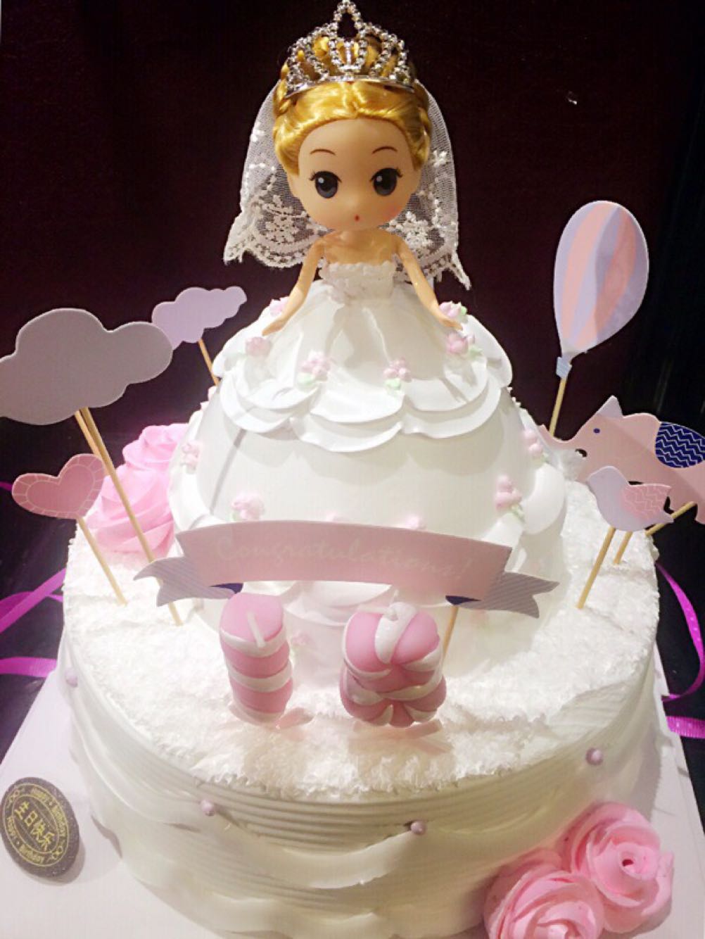 上海宝宝小迷糊生日蛋糕 儿童芭比小公主婚纱造型个性