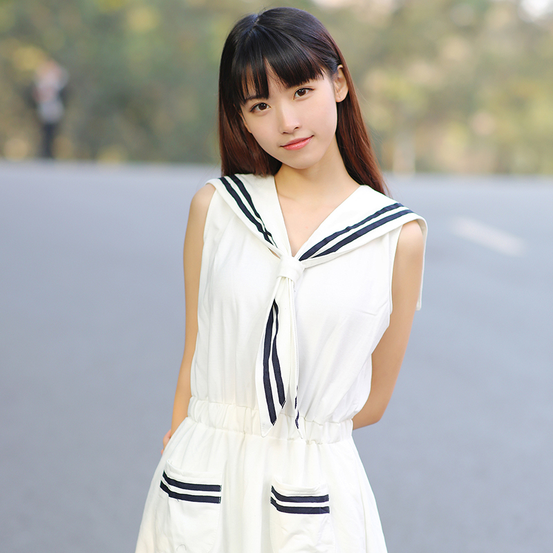 日系春秋装学院班服水手服jk制服海军风无袖连衣裙韩版学生校服女