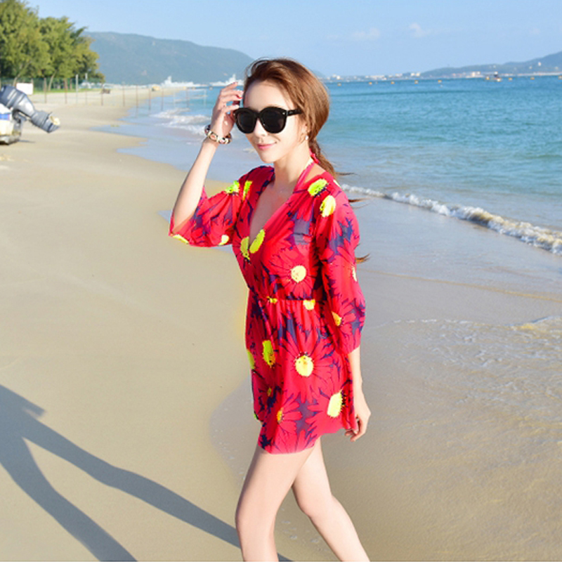 韩国李小璐同款温泉泳衣女钢托聚拢大码比基尼三件套小胸大胸泳装