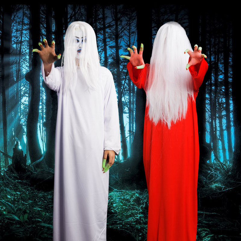万圣节服装成人男白色红色恐怖吓人cosplay贞子女鬼死神僵尸衣服