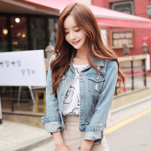 学院风宽松牛仔外套