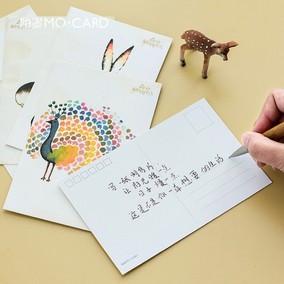 森林中的动物明信片可爱萌物祝福贺卡留言卡片创意手绘明信片包邮