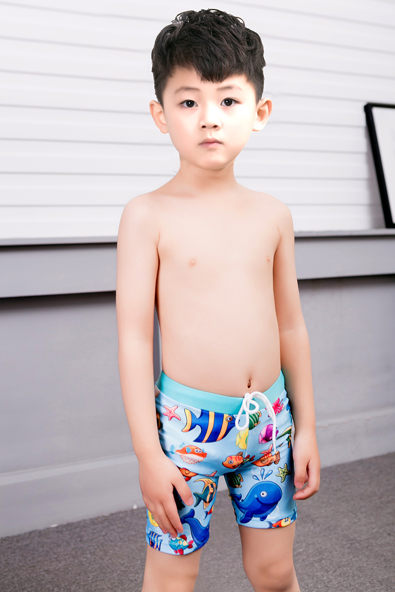 儿童泳衣男童分体男生男孩子中大童小童单条平角泳裤卡通长泳裤