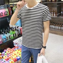 t恤修身 半袖 体恤上衣服 男装 休闲条纹短袖 韩版 男士 海魂衫 2016夏装