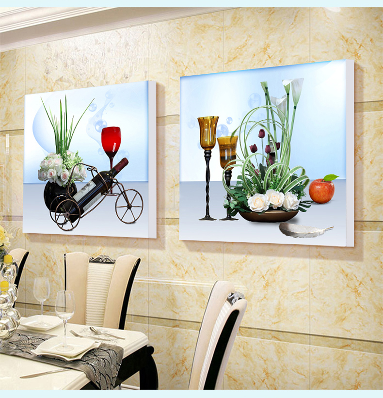 现代简约餐厅装饰画客厅壁画饭厅挂画厨房背景墙画清新水果三联画