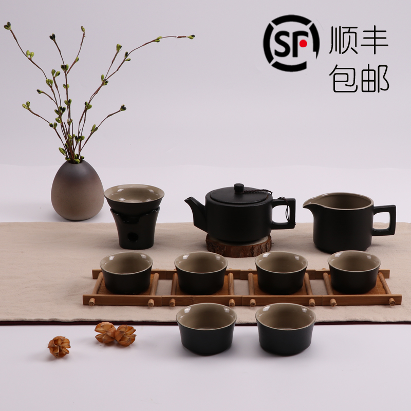 乌金石茶盘功夫茶具高档黑陶复古紫砂家用陶瓷台湾小茶具套装礼品