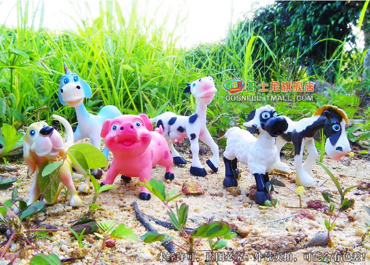 可爱卡通动物模型玩具 绵羊奶牛小狗马驴猪 哥