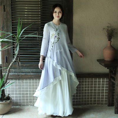 文艺范无袖连衣裙旗袍长裙中国风禅意女装中式