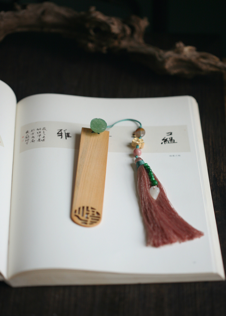 【明月,清风和美丽的梦】木中国风礼品书签古典流苏古风书签定制