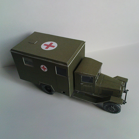 苏联zis-44战场救护车 纸模型 1:32 1:43 军车军卡 车模 手工diy