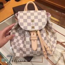 BB白色棋盘格双肩包N44026 路易威登女包新款 代购 SPERONE 正品