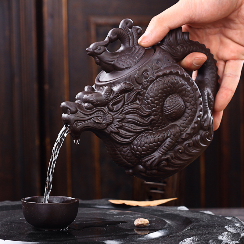 宜兴紫砂壶全手工大号高档龙凤呈祥壶正品纯手工茶壶功夫茶具礼品