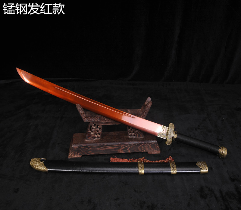 盗墓笔记黑金古刀金属武器汉剑长刀一体锰钢花纹钢影视刀剑未开刃
