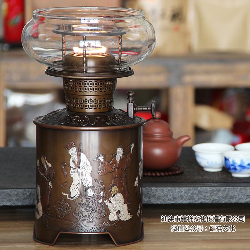 纯铜活火茶灯户外茶炉潮汕功夫茶具套装烧水煮茶空气灯煤油灯酥油