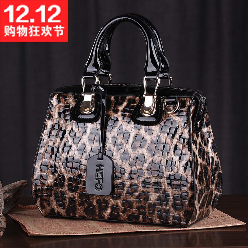 HEFO正品欧美大牌豹纹真皮女包高端定型品牌