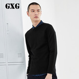 GXG男装 男士修身时尚休闲黑色长袖套头针织衫#64120008