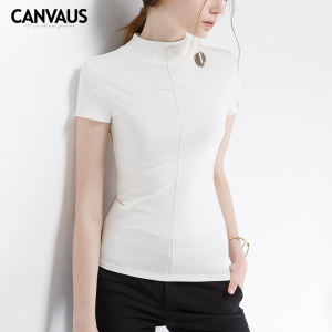 半高领紧身短袖打底衫