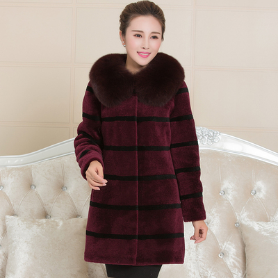 珍妮璐中老年羊羔毛皮草外套女 妈妈装羊剪绒