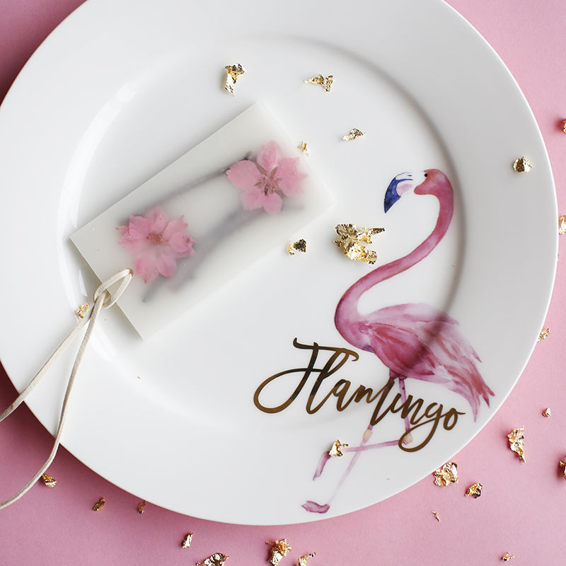 蓝莲花火烈鸟金色英文盘子餐具陶瓷餐盘骨瓷盘