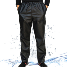 后厨房餐厅服务员保洁员工作裤 皮裤 酒店制服裤 防油防水厨师裤 男士
