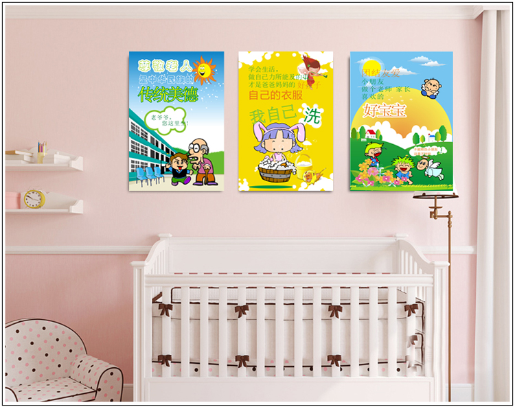 儿童房装饰画卡通卧室壁画幼儿园文明礼仪挂画楼梯走廊墙画无框画