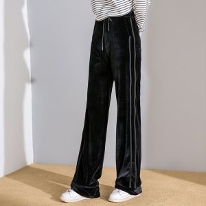 金丝绒阔腿裤女