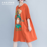 天天特价胖mm宽松200斤遮肚子连衣裙中长款胖妹妹大码t恤胖子女夏