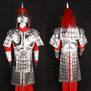 金霓影视古装演出服装银色铠甲中国古代将军古代士兵盔甲可穿出租