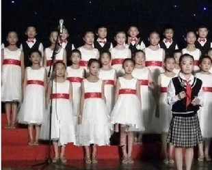 儿童表演服大合唱服演出服小学生中学生女同合唱红领结白色艺术节